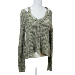 Earthbound Trading Co Cropped Top Green Marled Sweater Size Large